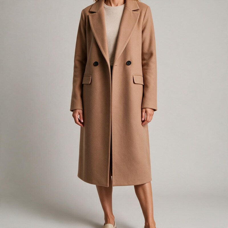 Double-Breasted Midi Wool Coat