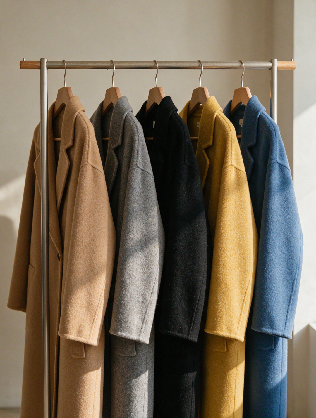 Style-Street wool coats on a clothing rack