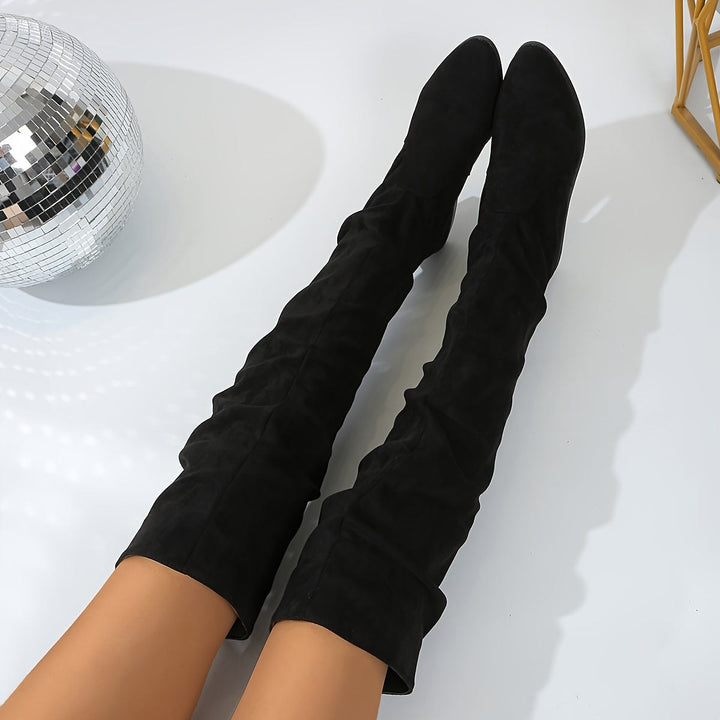 Abigail — Suede Over the Knee Boots for Women with Low Heel (3)