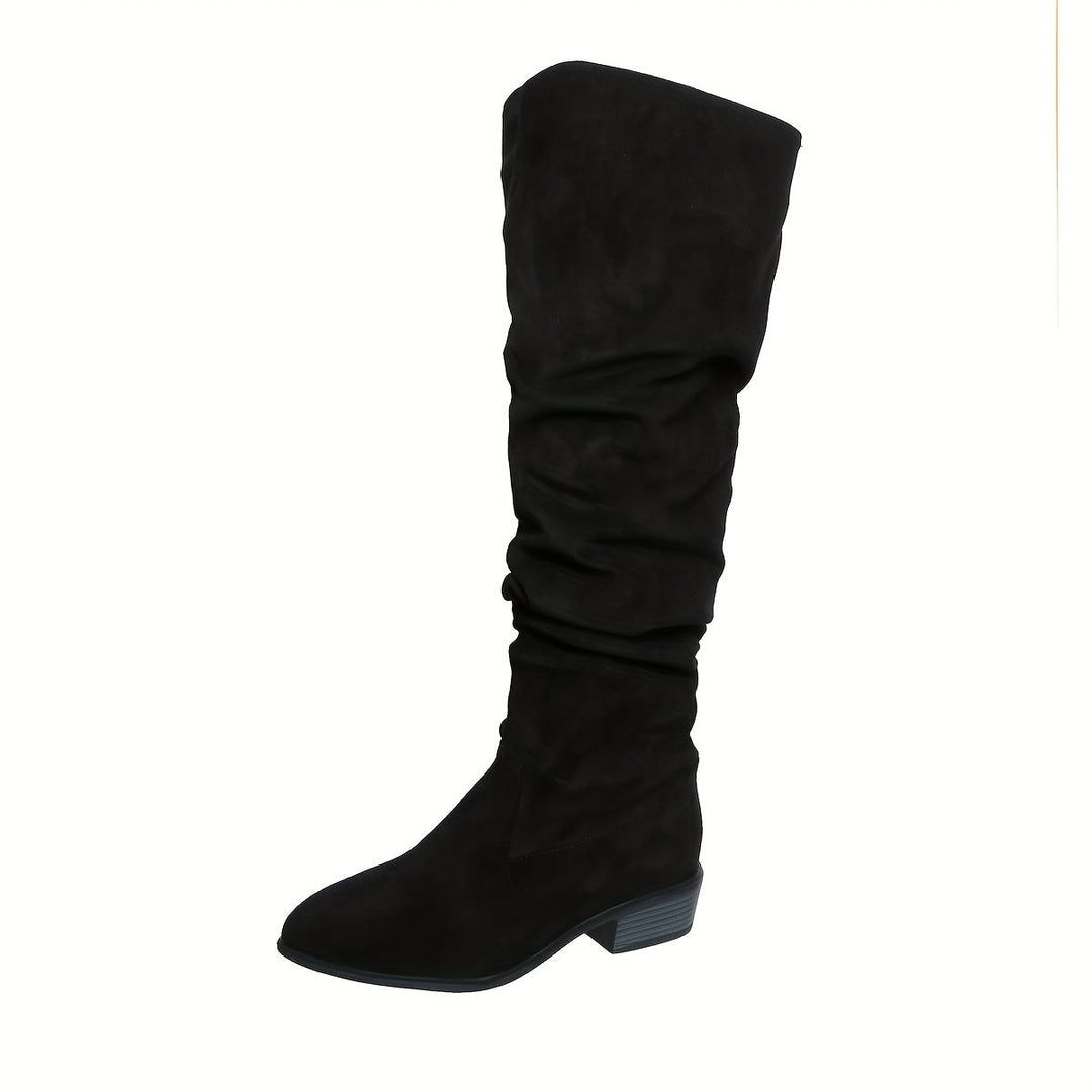 Abigail — Suede Over the Knee Boots for Women with Low Heel (5)