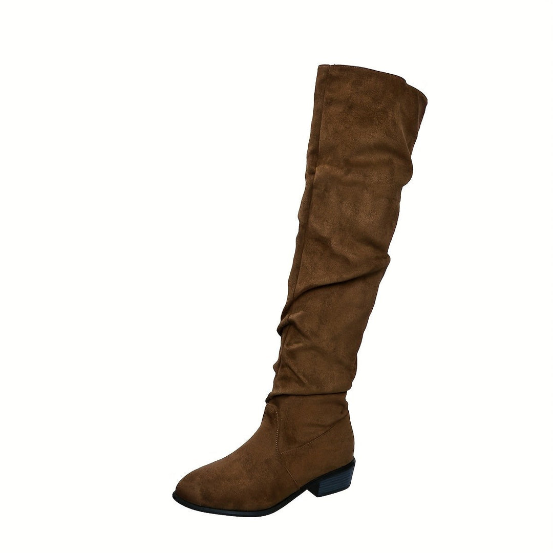 Abigail — Suede Over the Knee Boots for Women with Low Heel (7)
