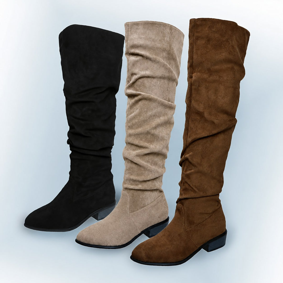 Abigail — Suede Over the Knee Boots for Women with Low Heel (10)