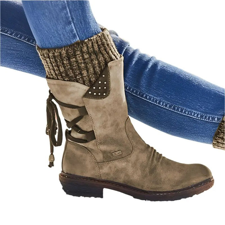 Amber — Lace Up Winter Boots for Women with Knit Cuff