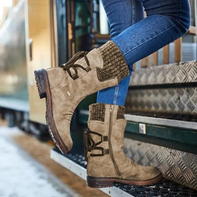 Amber — Lace Up Winter Boots for Women with Knit Cuff (2)