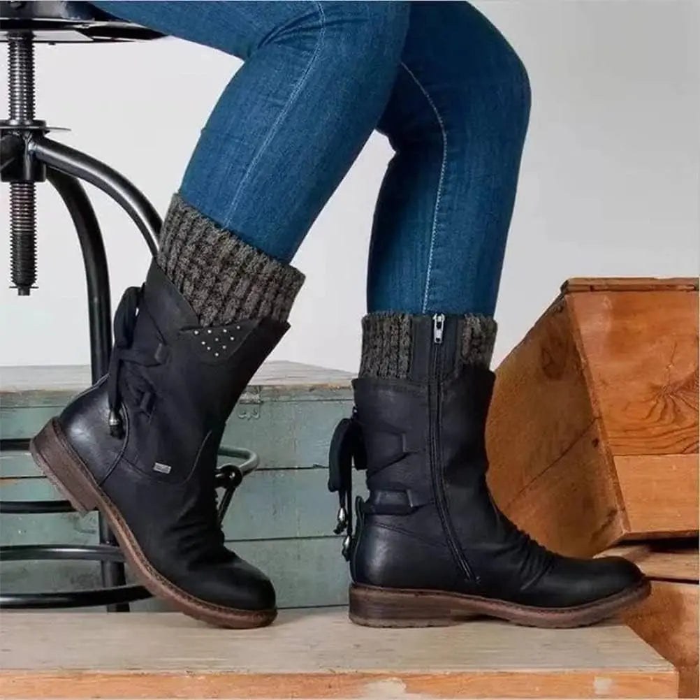 Amber — Lace Up Winter Boots for Women with Knit Cuff (4)