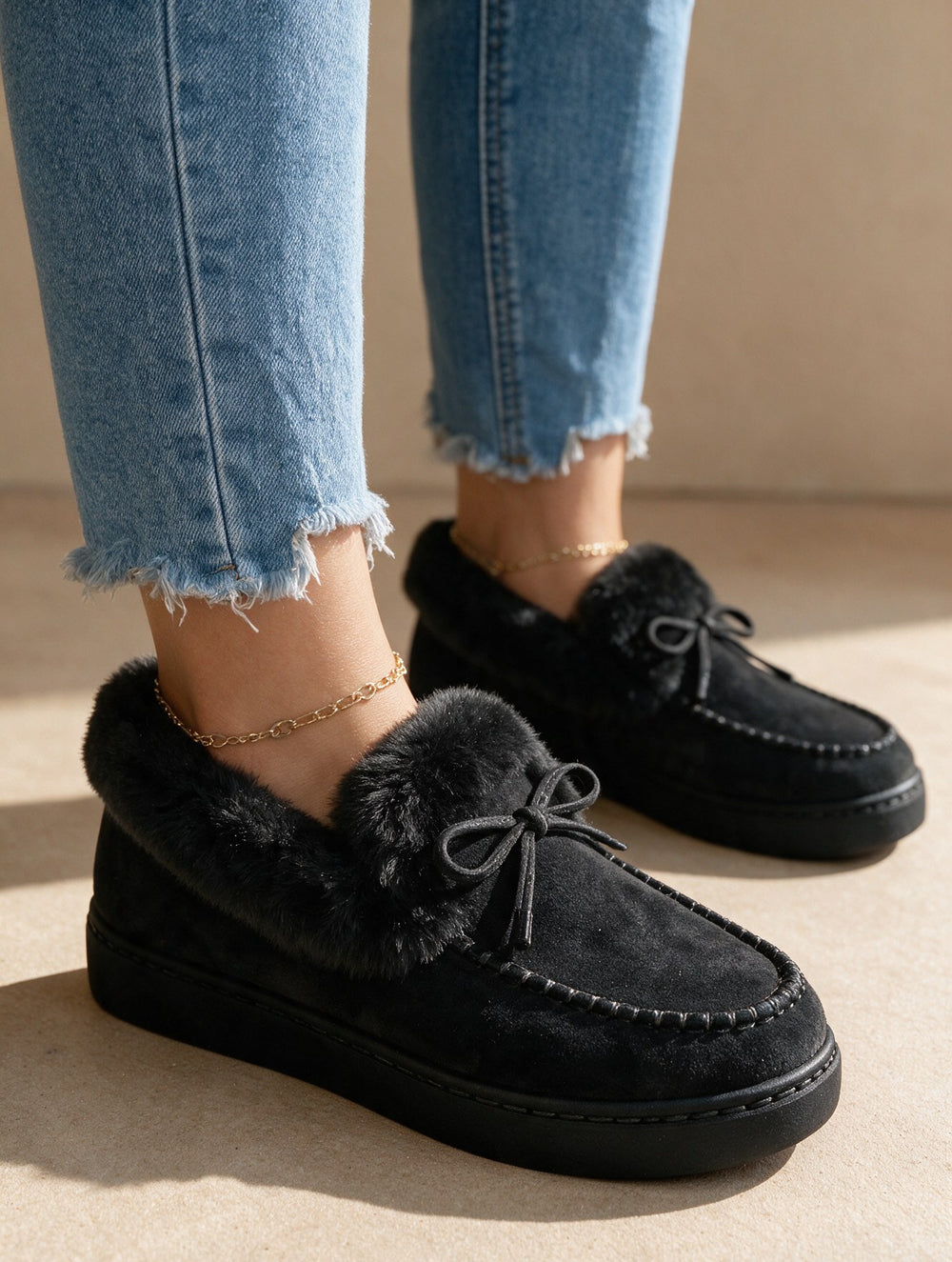 Audrey — Fur Lined Slip On Boots for Women with Bow (3)