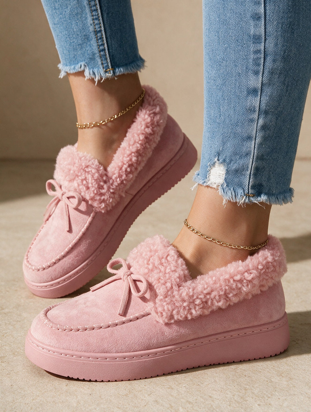 Audrey — Fur Lined Slip On Boots for Women with Bow (5)