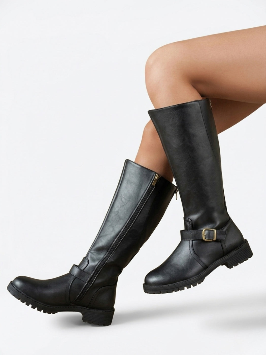 Ava — Mid Calf Boots for Women with Buckle Strap