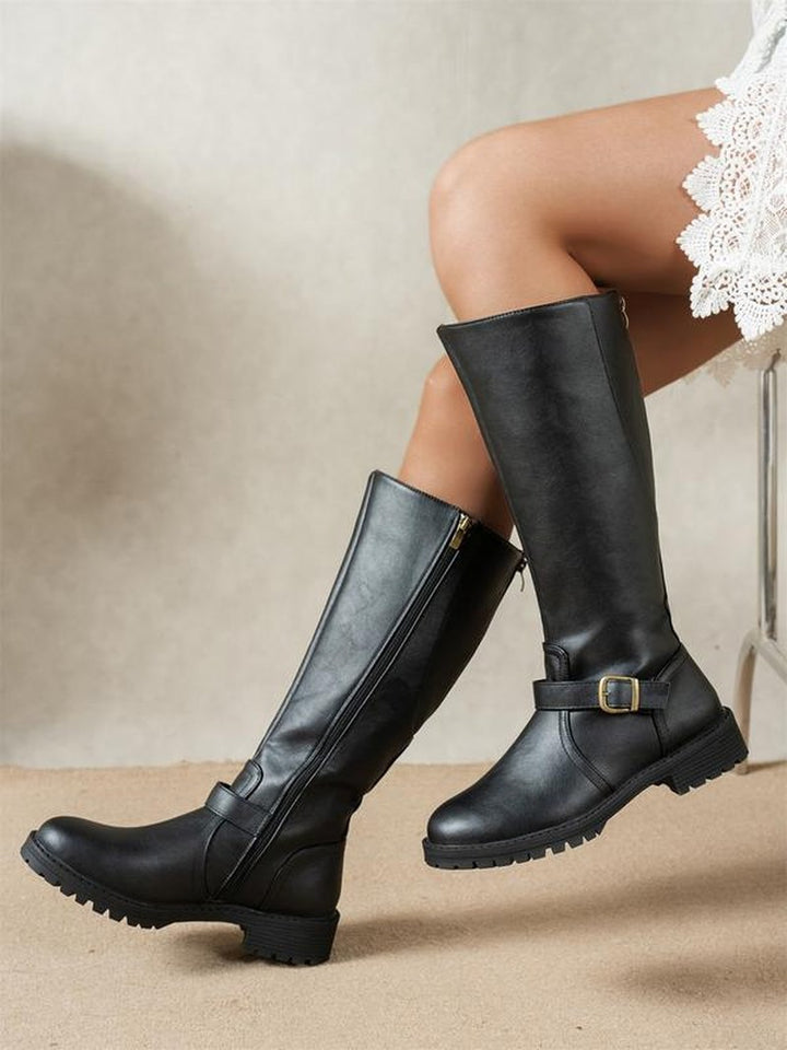 Ava — Mid Calf Boots for Women with Buckle Strap (4)