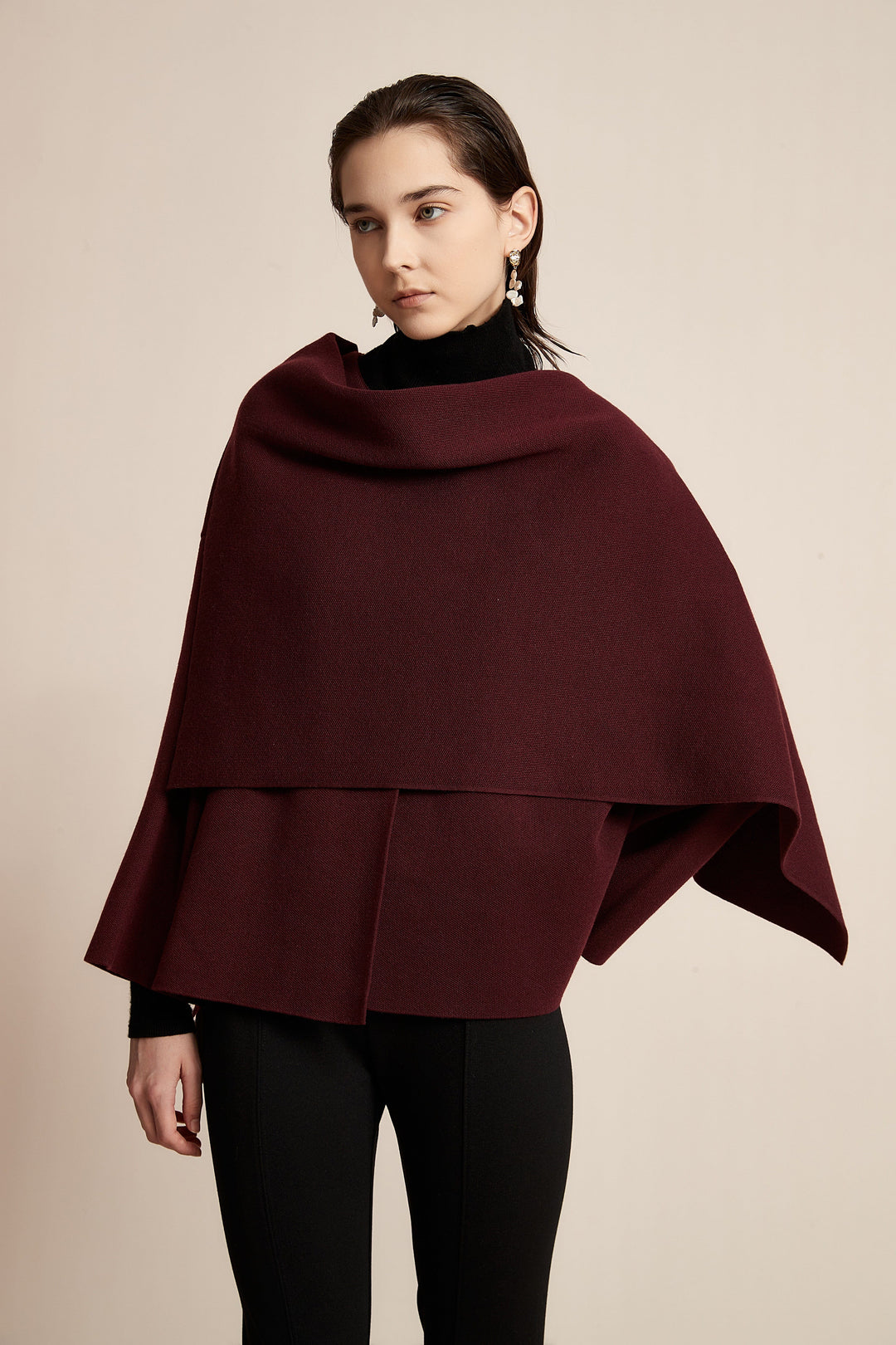 Carla — Poncho Sweater for Women with Turtleneck