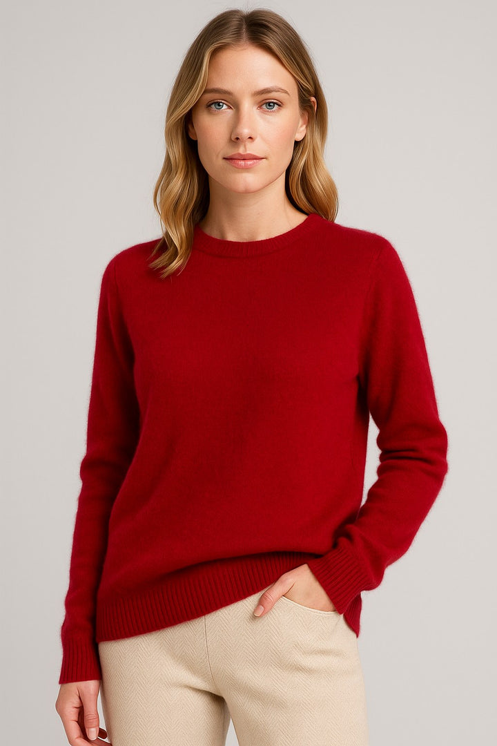 Cecily — Classic Crew Neck Sweater for Women with Ribbed Trim