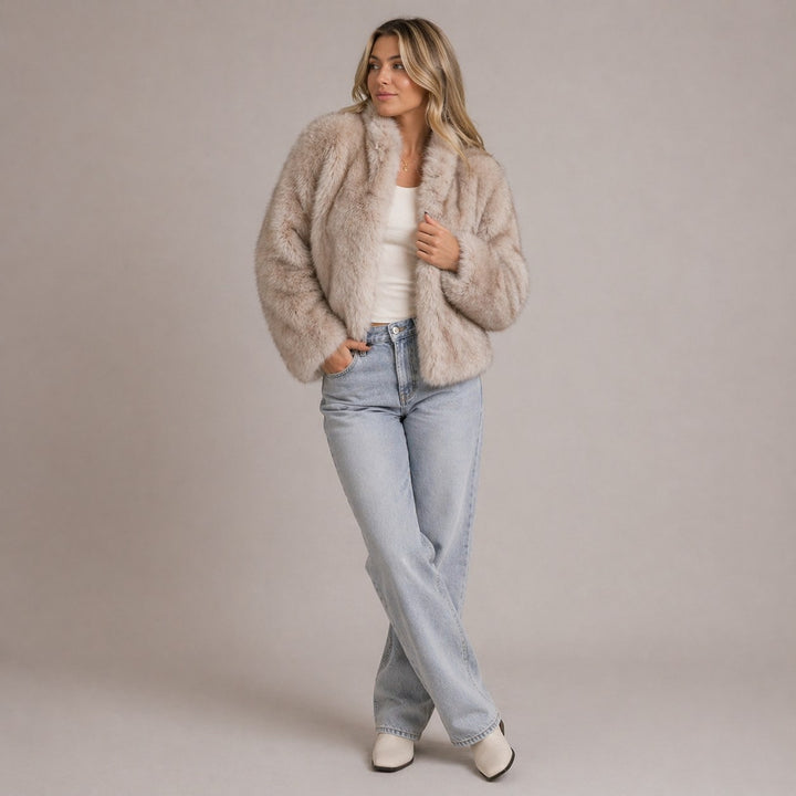 Chloe — Fluffy Coat for Women with Round Neck