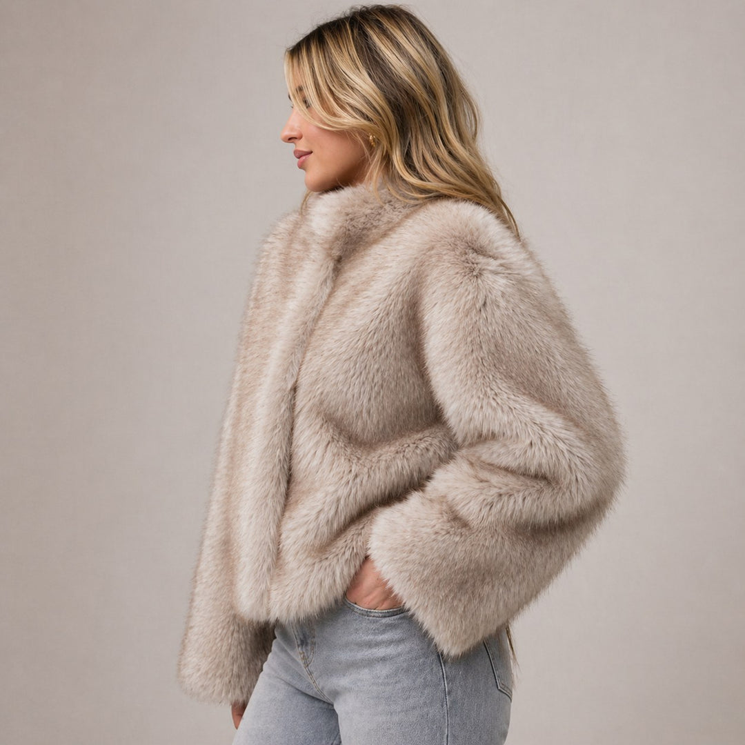 Chloe — Fluffy Coat for Women with Round Neck (2)