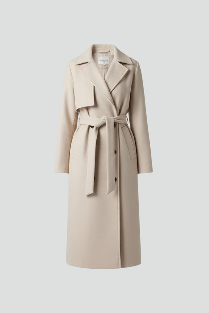 Daisy — Double Breasted Long Coat for Women with Belt (2)