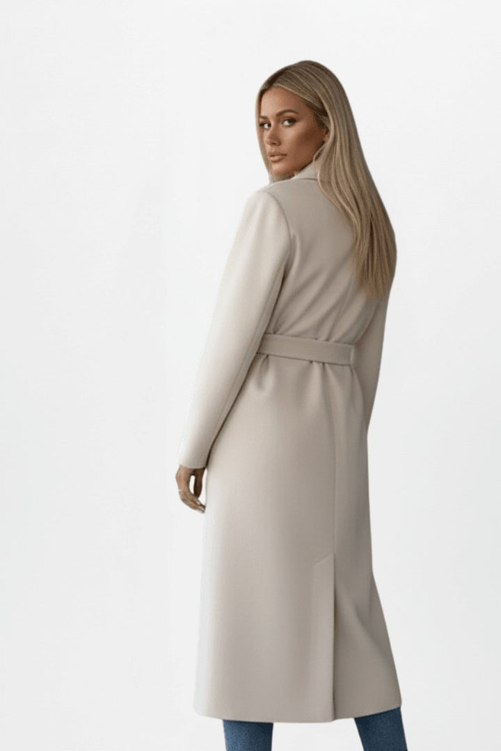 Daisy — Double Breasted Long Coat for Women with Belt (4)