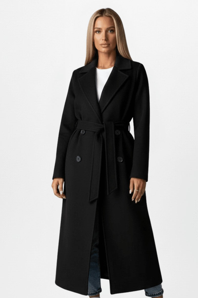 Daisy — Double Breasted Long Coat for Women with Belt (8)