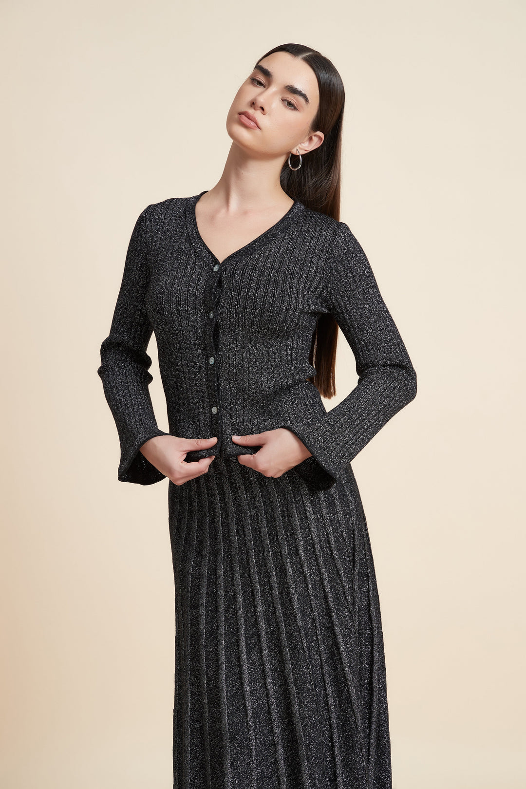 Dorothy — Ribbed Cardigan for Women with Flared Cuffs