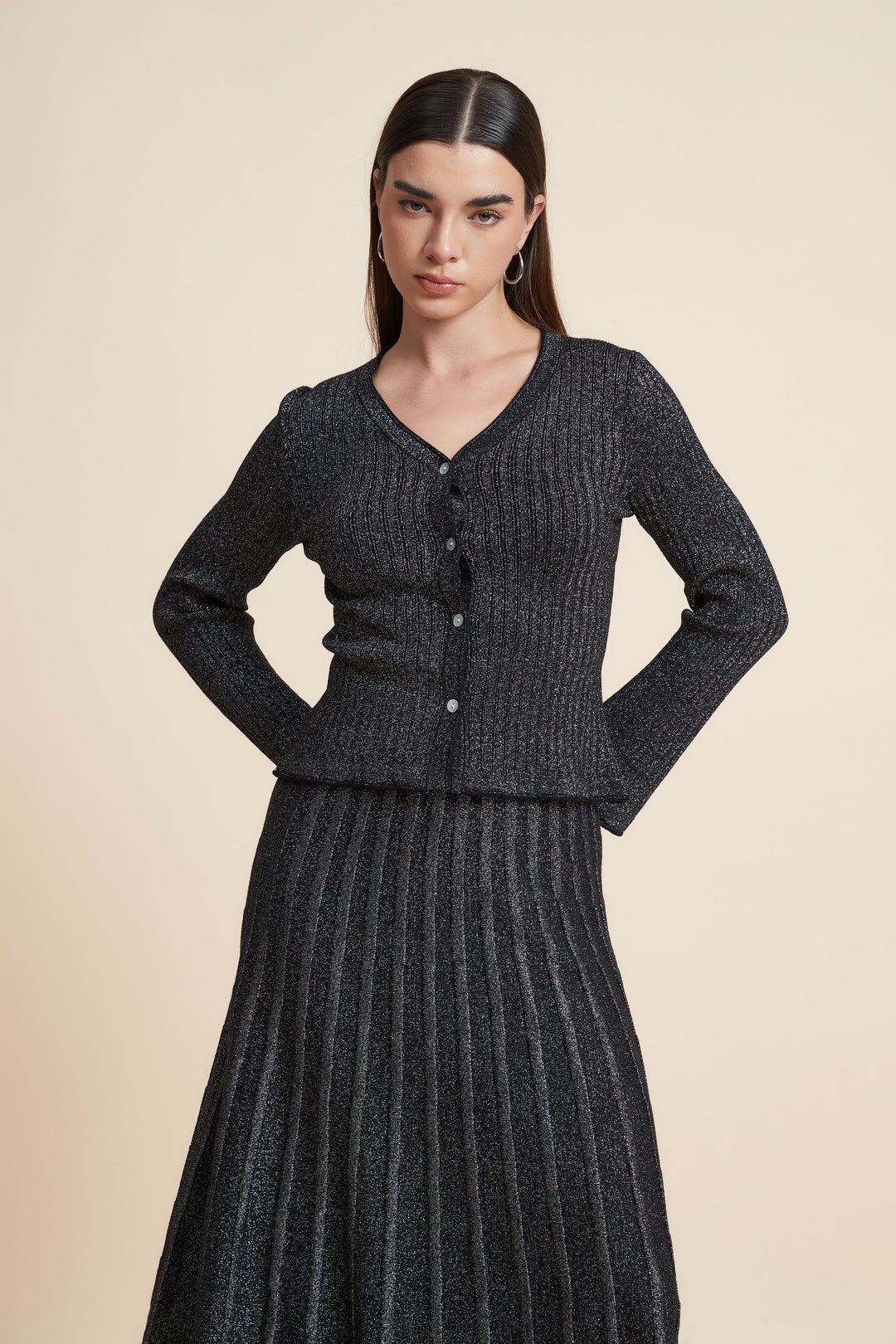 Dorothy — Ribbed Cardigan for Women with Flared Cuffs (2)