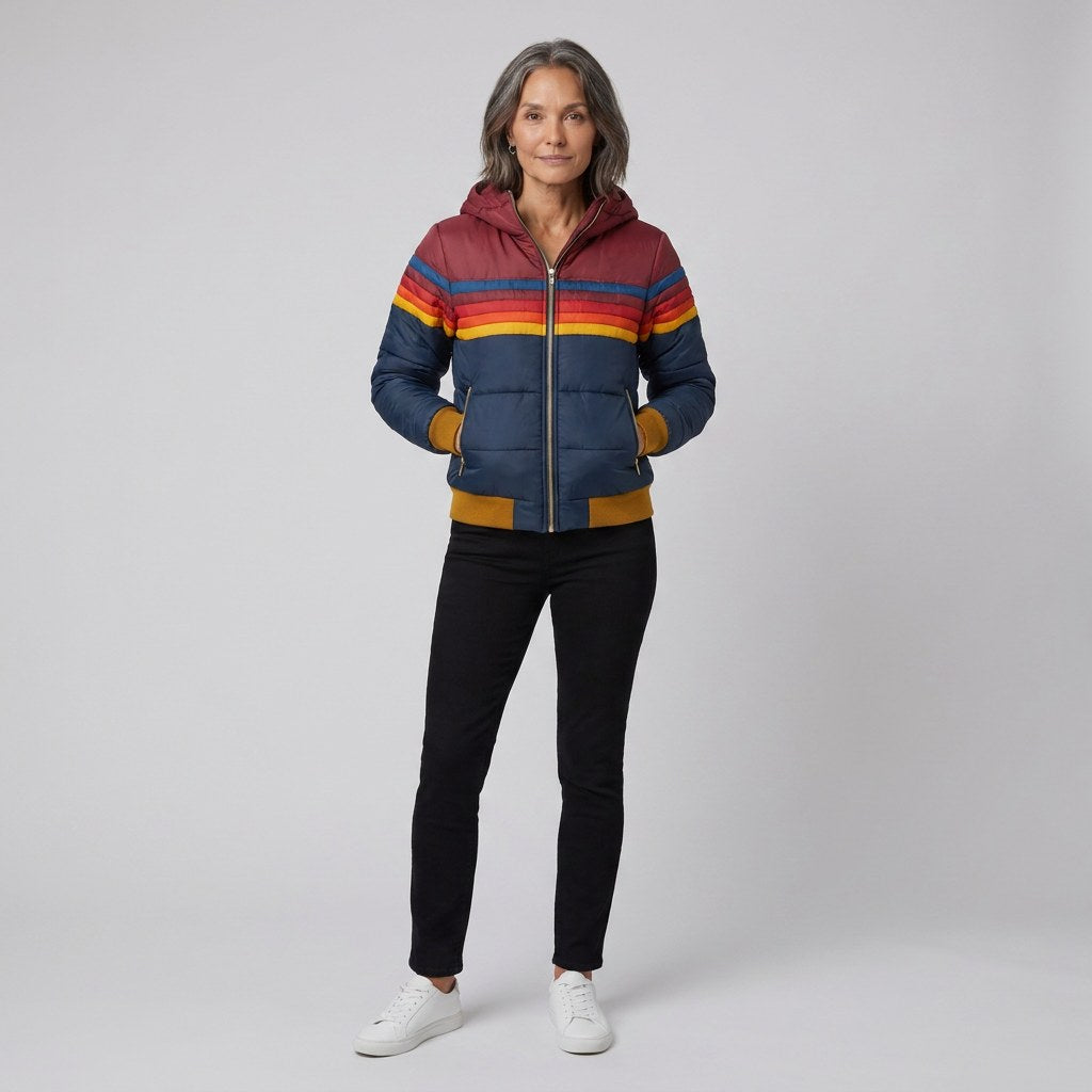 Elise — Striped Hooded Puffer Jacket for Women with Pockets (3)