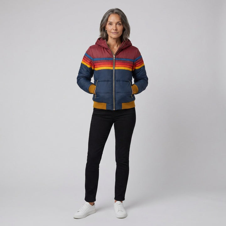 Elise — Striped Hooded Puffer Jacket for Women with Pockets (3)