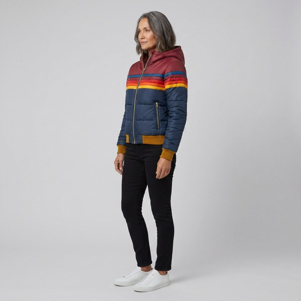 Elise — Striped Hooded Puffer Jacket for Women with Pockets (4)