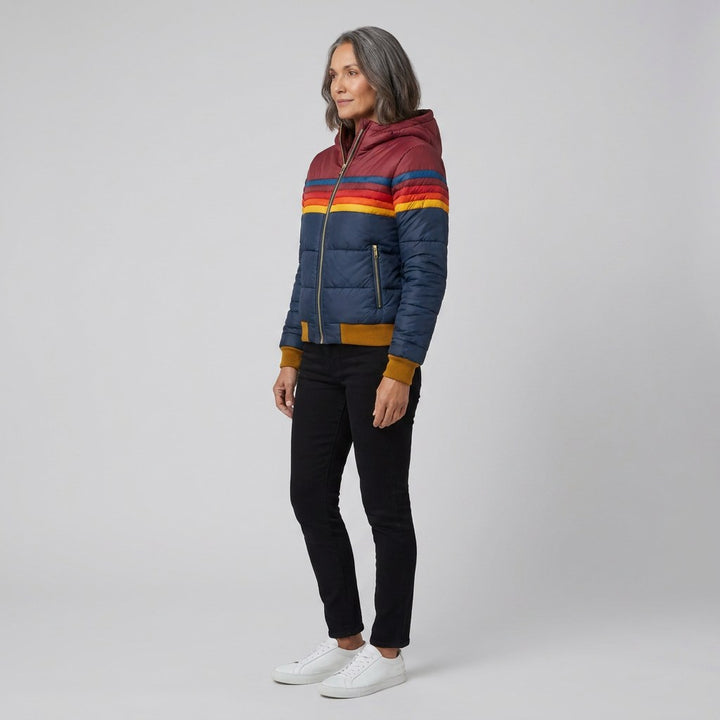 Elise — Striped Hooded Puffer Jacket for Women with Pockets (4)