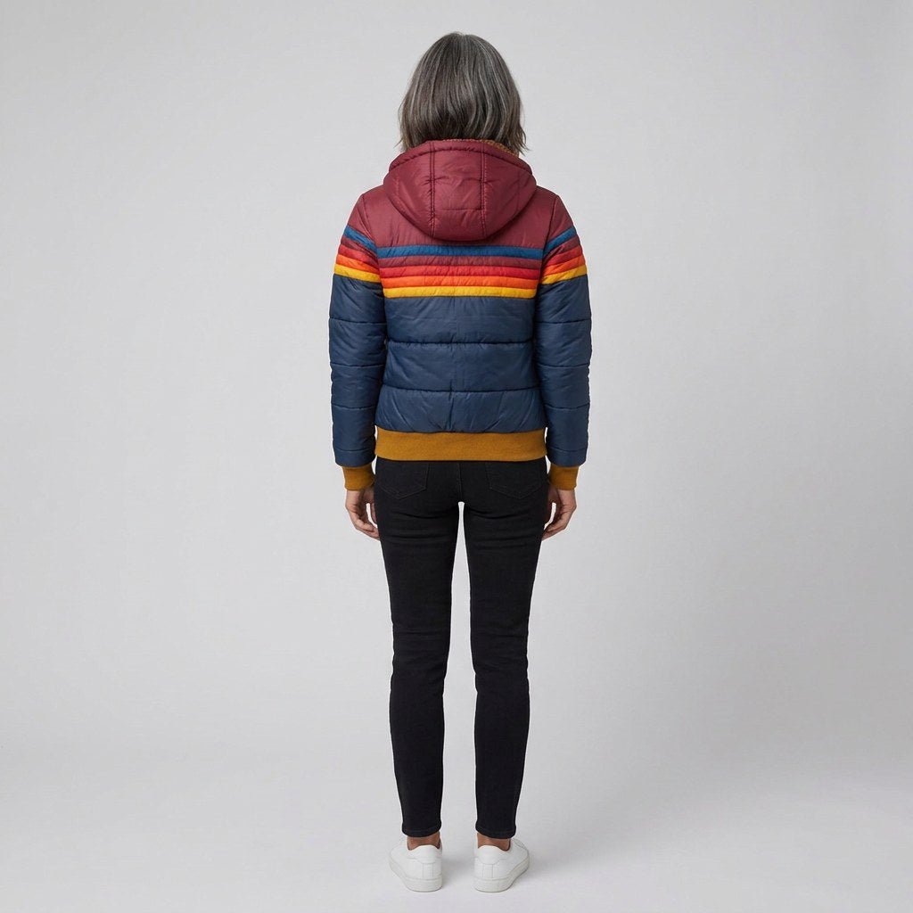 Elise — Striped Hooded Puffer Jacket for Women with Pockets (5)