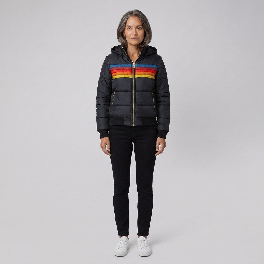 Elise — Striped Hooded Puffer Jacket for Women with Pockets (10)