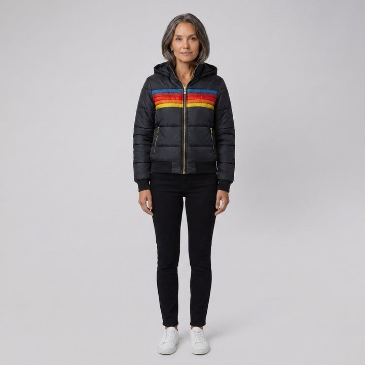 Elise — Striped Hooded Puffer Jacket for Women with Pockets (10)