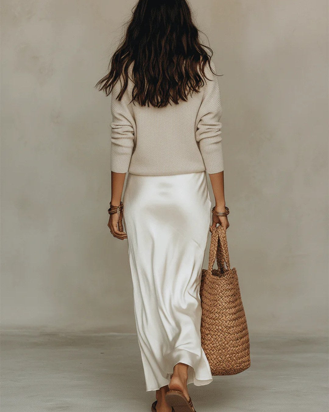 Faith — Satin Skirt Set for Women with Knit Sweater (9)