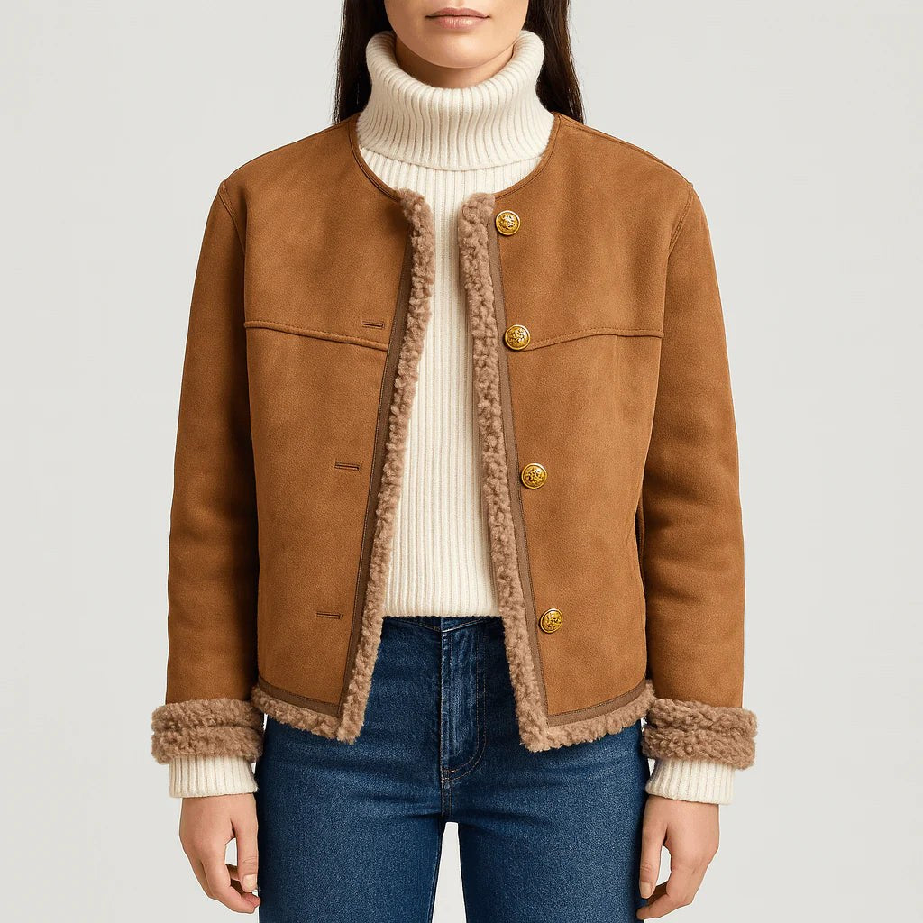 Felicity — Shearling Jacket for Women with Button Front