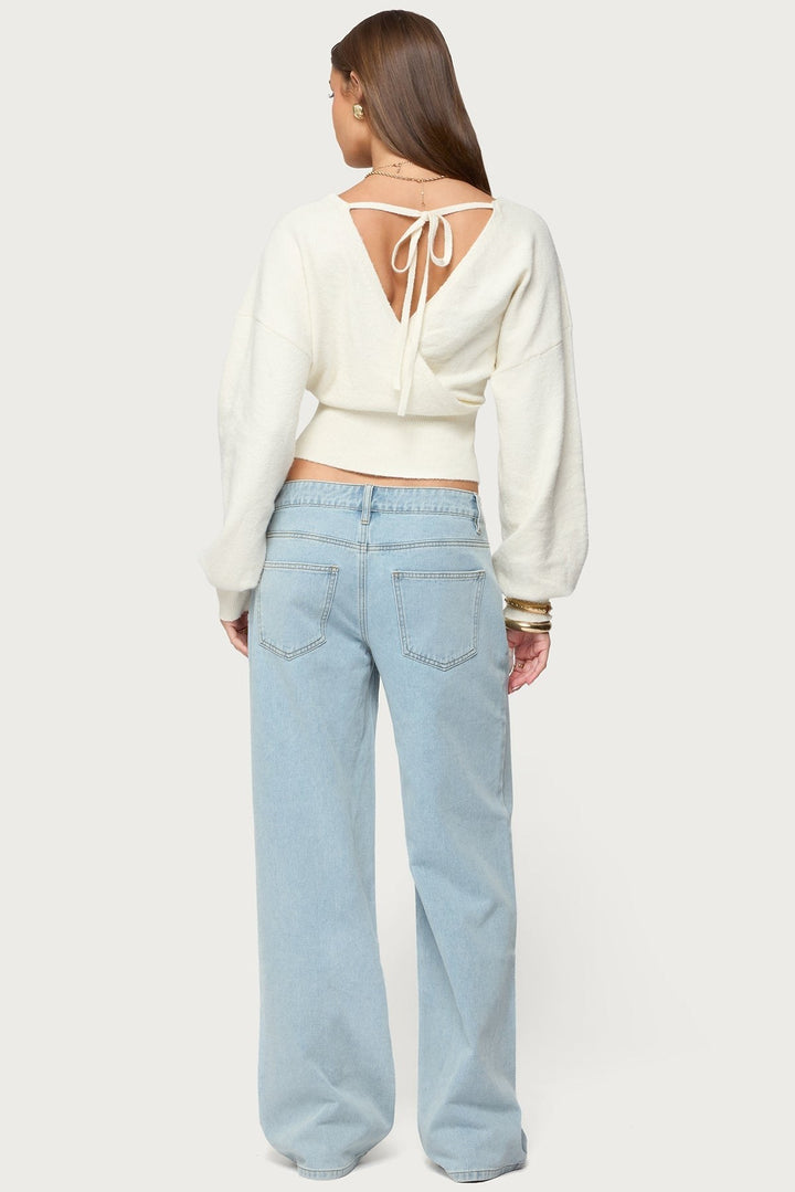 Flora — Cropped Wrap Sweater for Women with Tie (2)