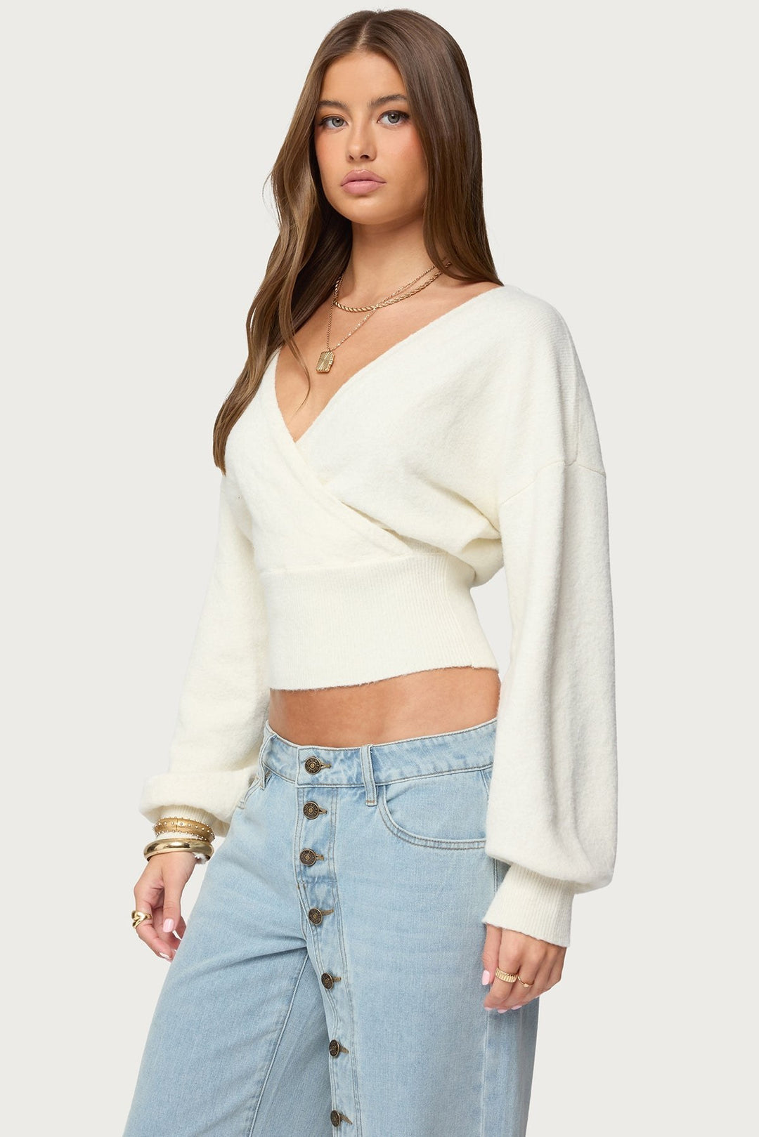 Flora — Cropped Wrap Sweater for Women with Tie (3)