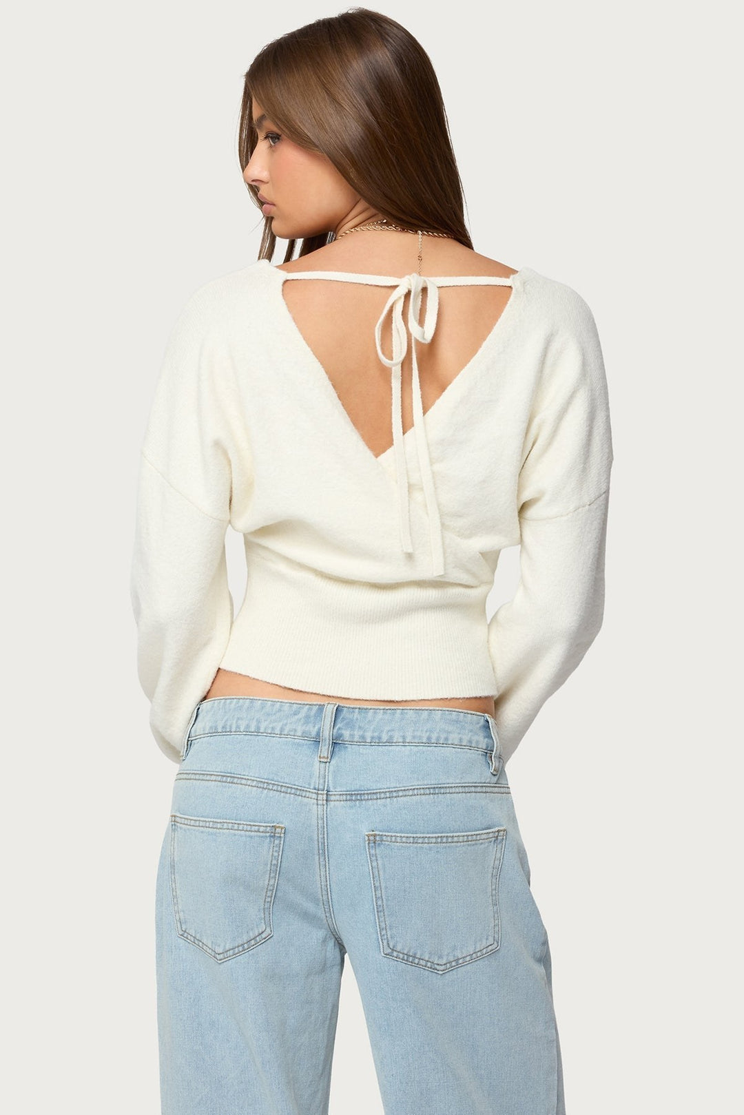 Flora — Cropped Wrap Sweater for Women with Tie (4)