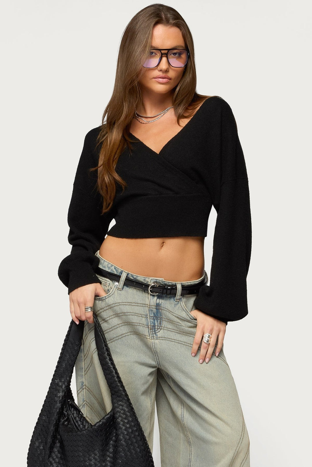 Flora — Cropped Wrap Sweater for Women with Tie (6)