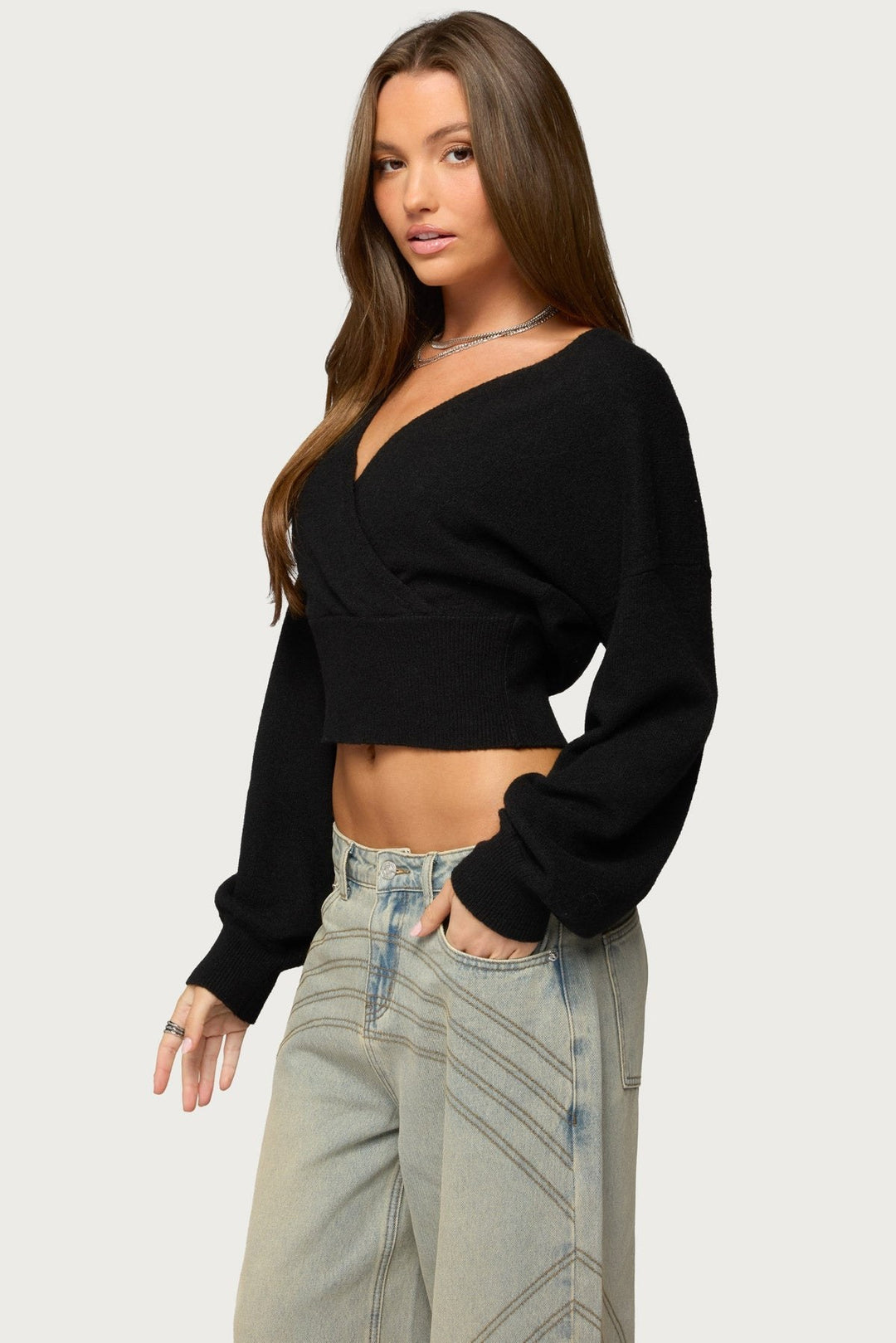 Flora — Cropped Wrap Sweater for Women with Tie (8)