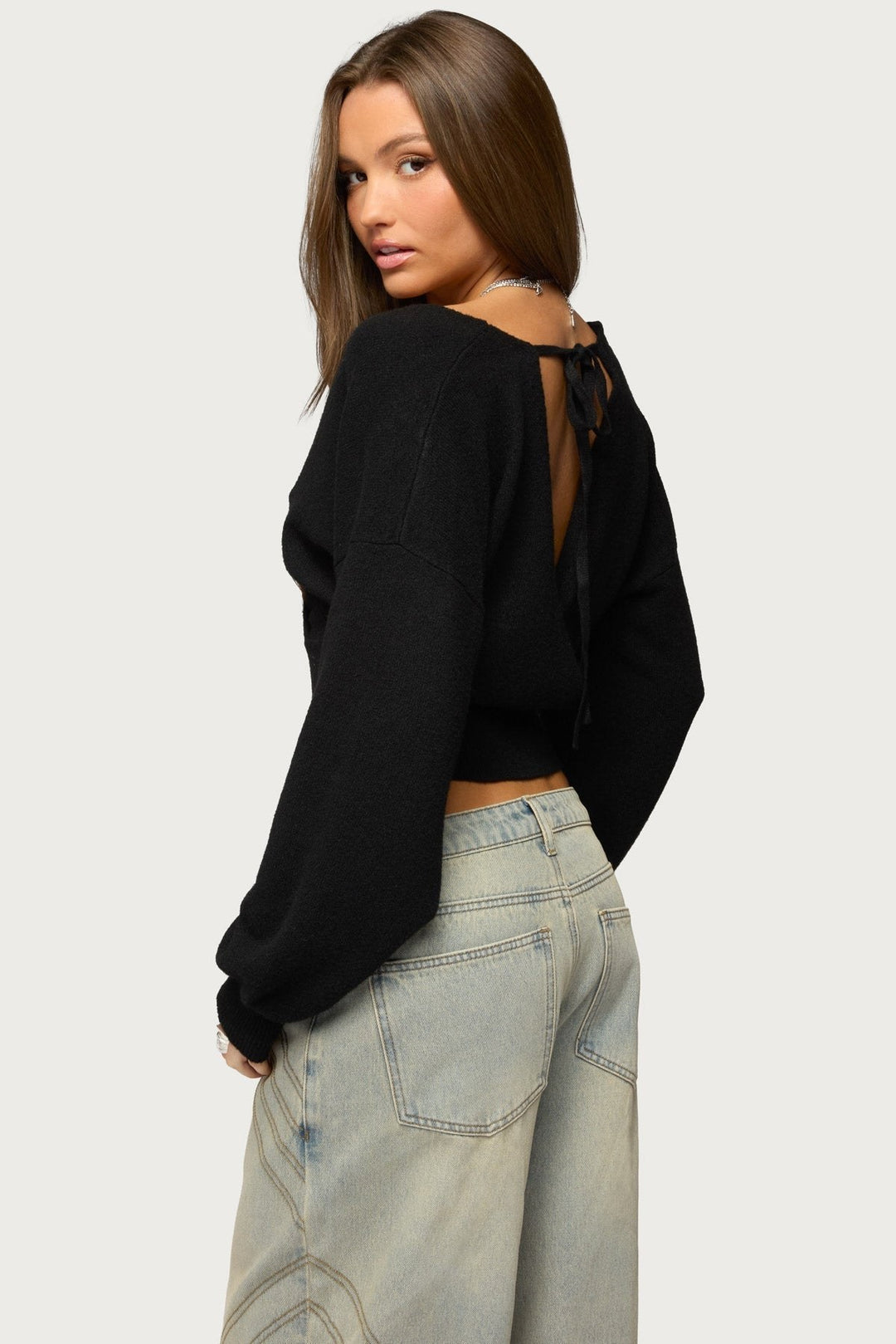 Flora — Cropped Wrap Sweater for Women with Tie (9)