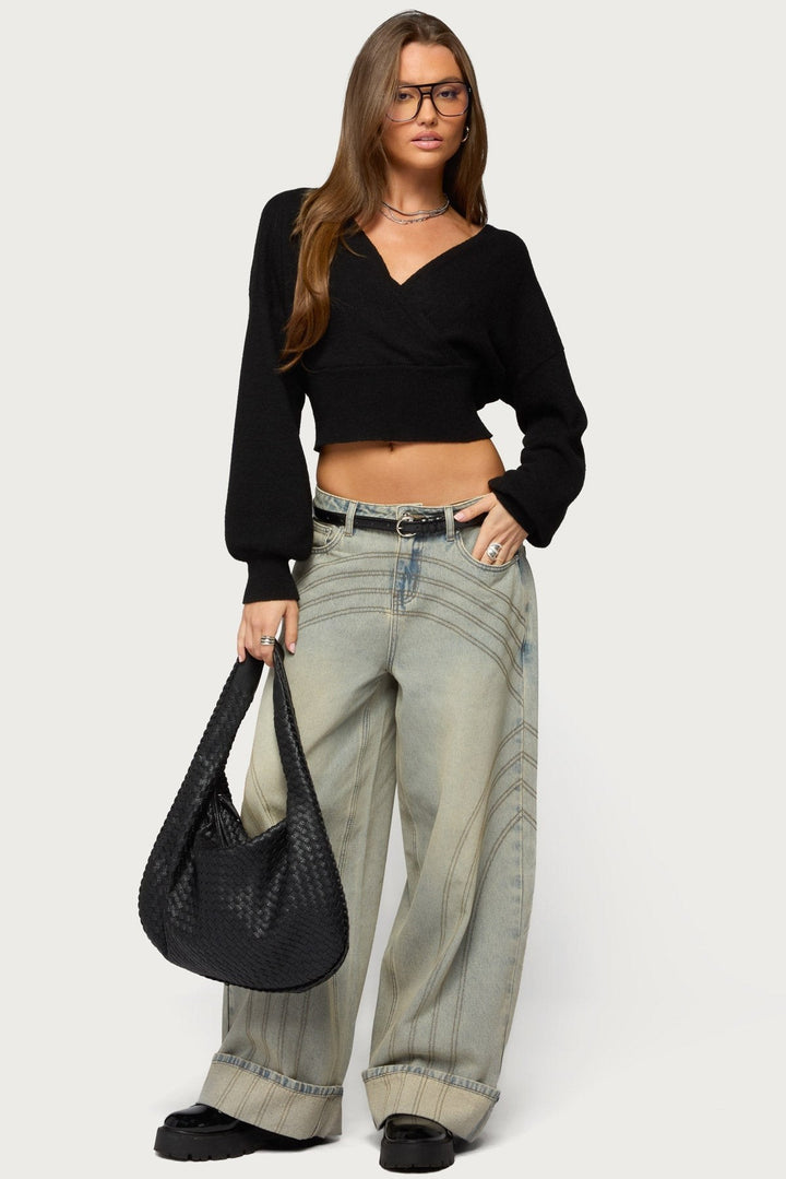 Flora — Cropped Wrap Sweater for Women with Tie (10)