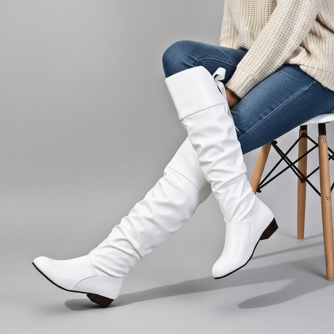 Gemma — Vegan Leather Knee Boots for Women with Laces