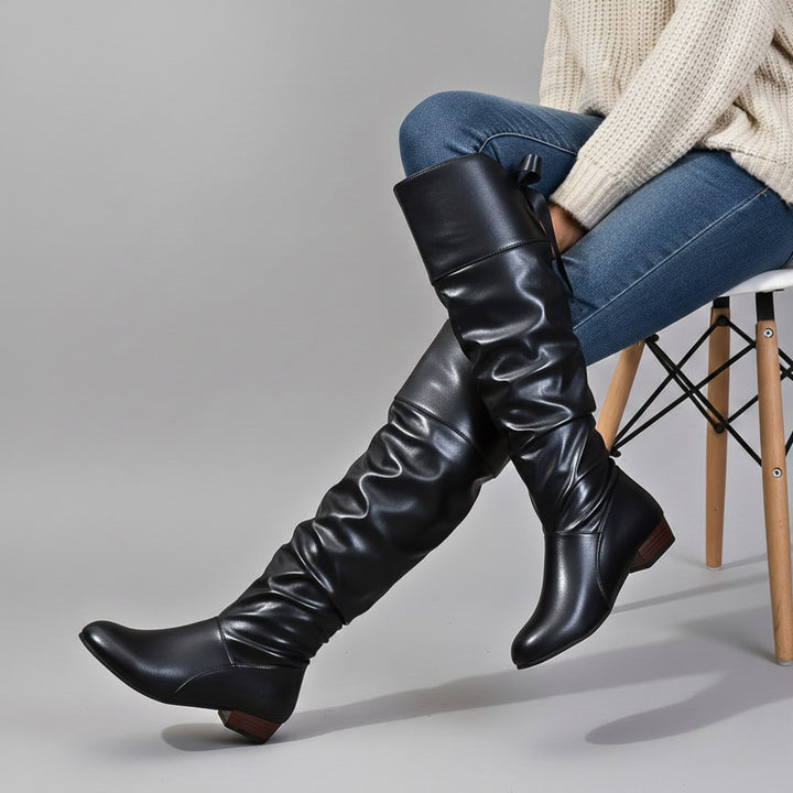 Gemma — Vegan Leather Knee Boots for Women with Laces (4)