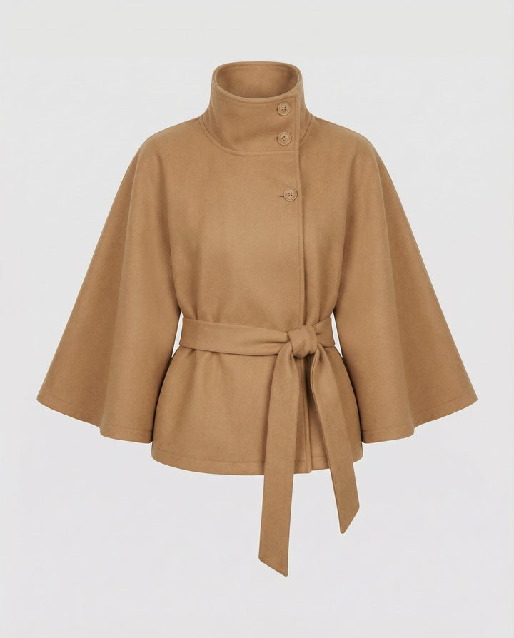Georgia — Cape Jacket for Women with High Collar and Belt