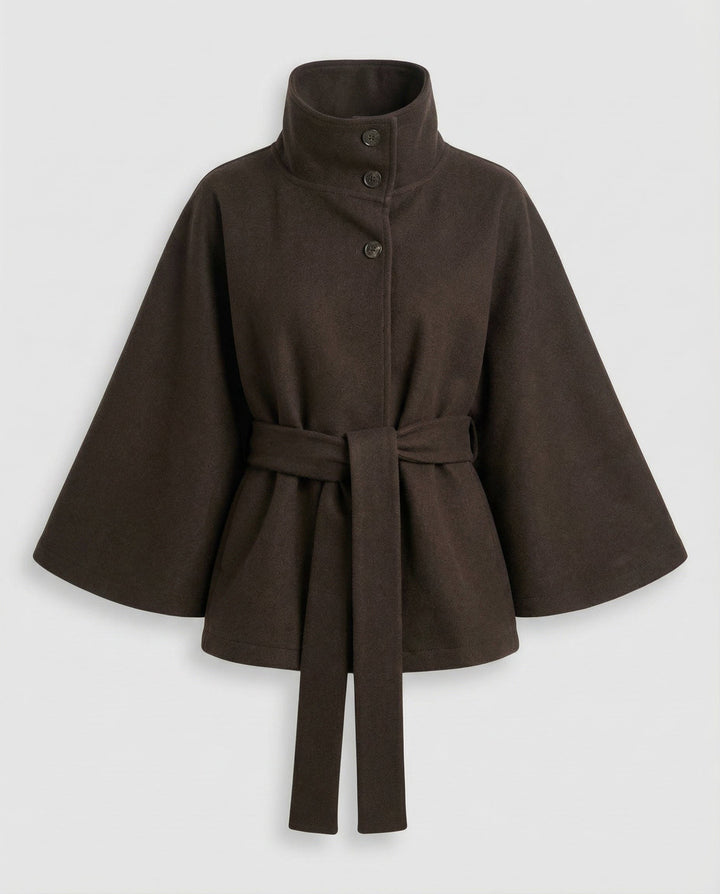 Georgia — Cape Jacket for Women with High Collar and Belt (2)