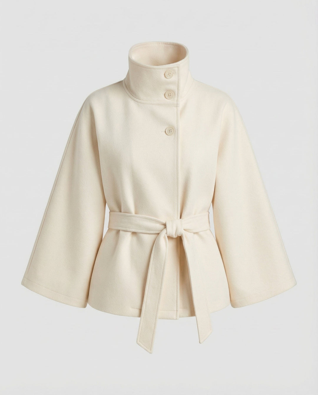 Georgia — Cape Jacket for Women with High Collar and Belt (3)