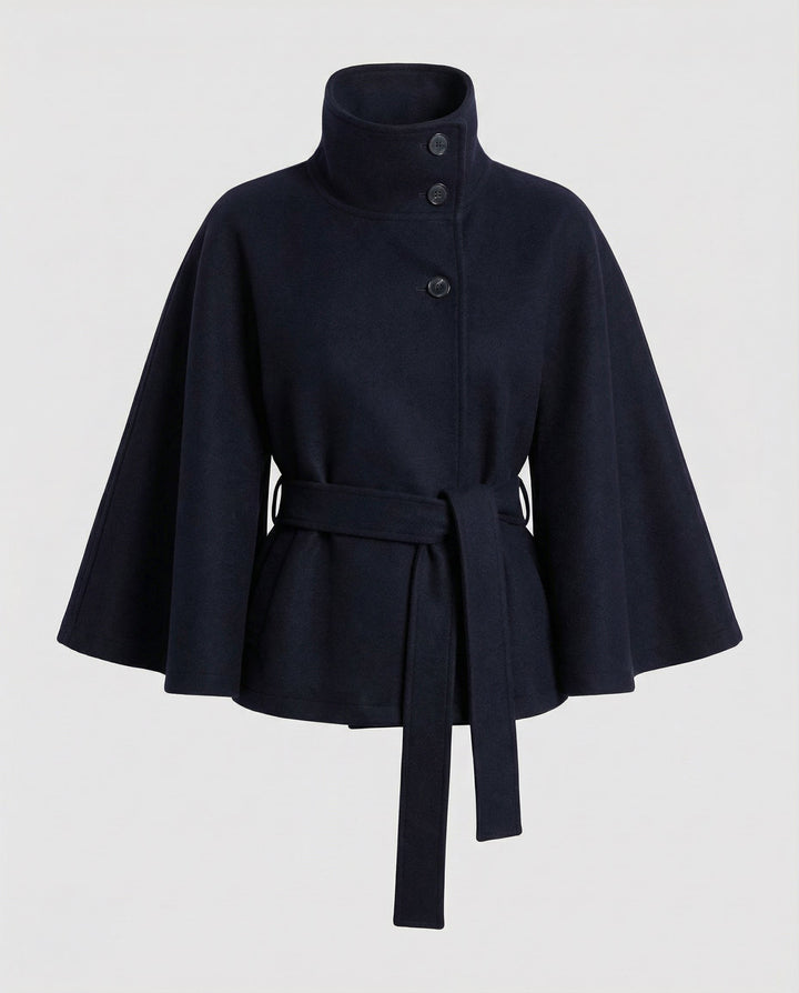 Georgia — Cape Jacket for Women with High Collar and Belt (4)