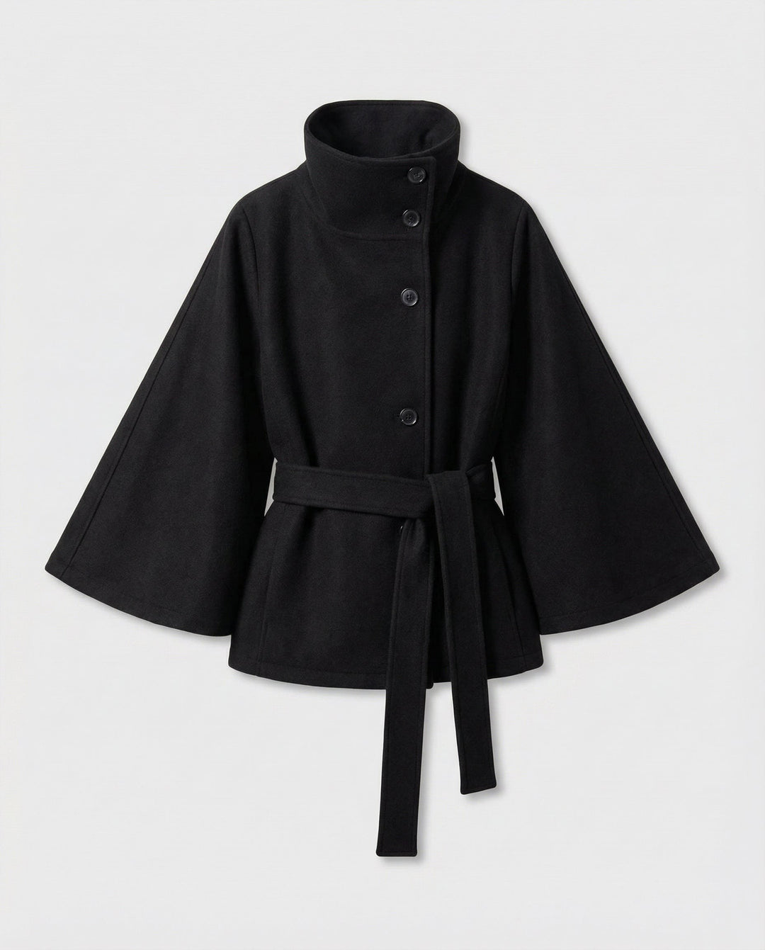 Georgia — Cape Jacket for Women with High Collar and Belt (5)
