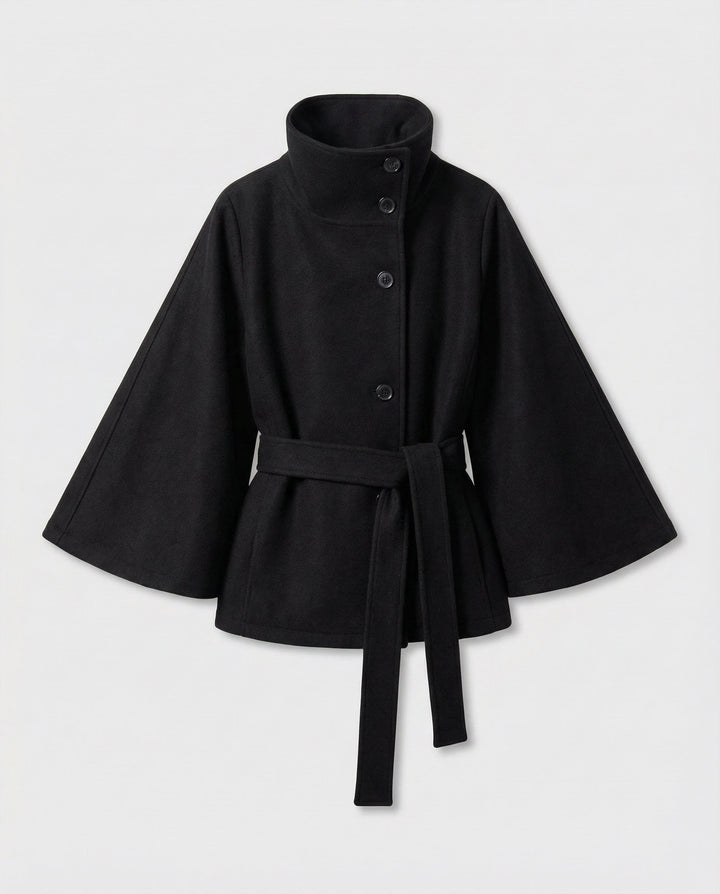 Georgia — Cape Jacket for Women with High Collar and Belt (5)
