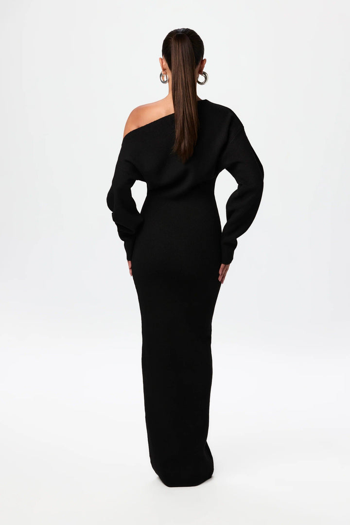 Gwen — Off Shoulder Knit Maxi Dress for Women with Long Sleeves (3)