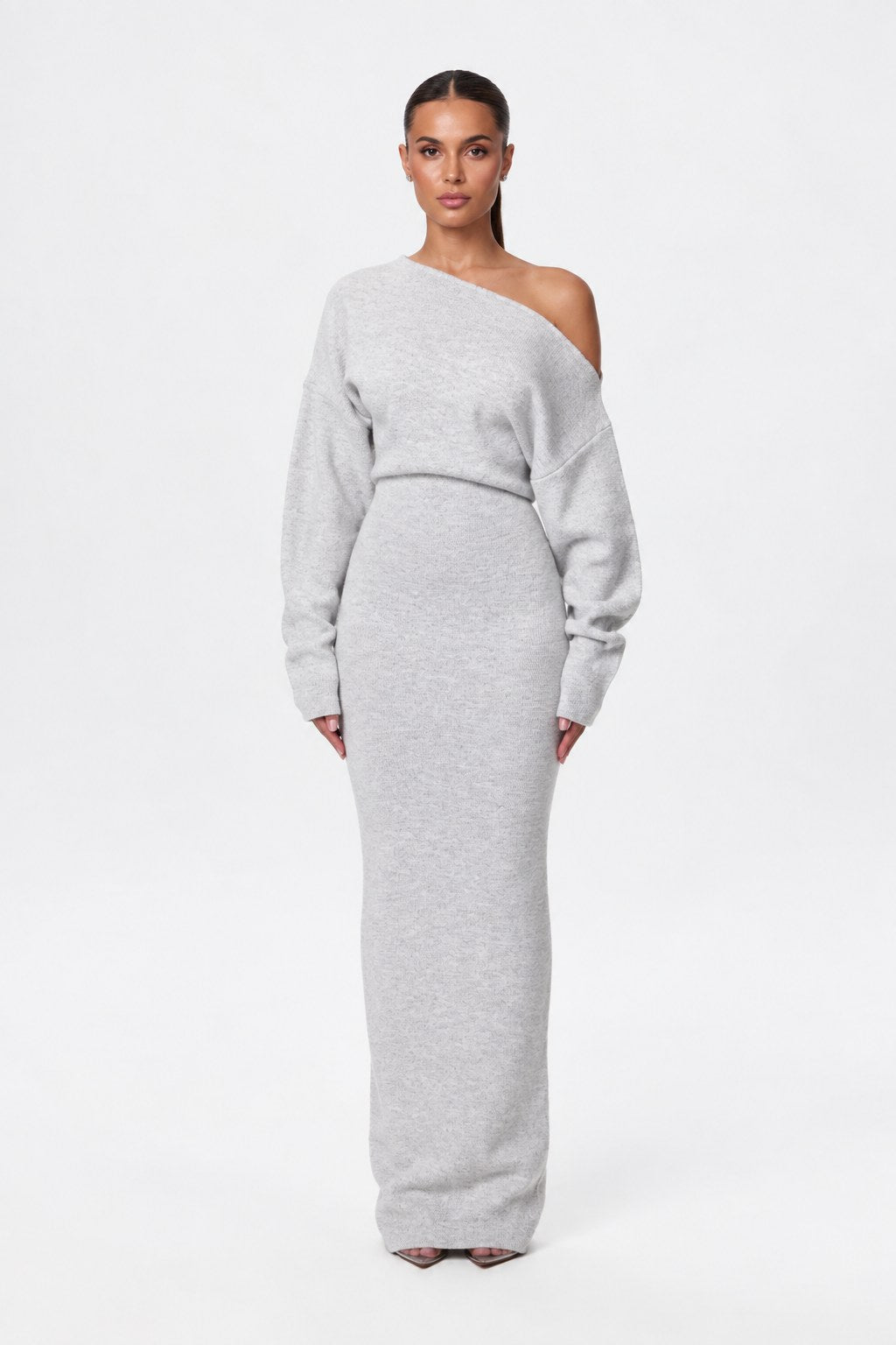 Gwen — Off Shoulder Knit Maxi Dress for Women with Long Sleeves (5)