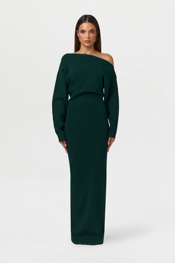 Gwen — Off Shoulder Knit Maxi Dress for Women with Long Sleeves (6)