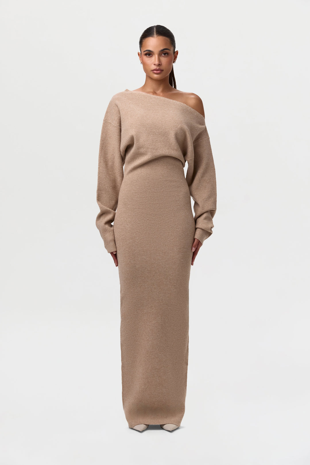 Gwen — Off Shoulder Knit Maxi Dress for Women with Long Sleeves (7)